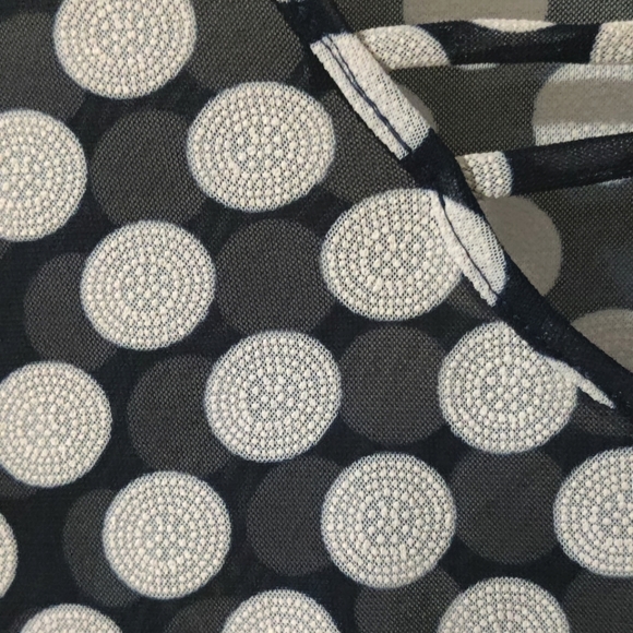 Adele & May sheer short sleeved navy blue & white dots shirt 1X - Picture 4 of 7
